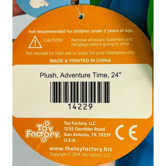 NWT Adventure Time Finn Plush 24” Cartoon Network Toy Factory Plush Dave Busters - Picture 9 of 10